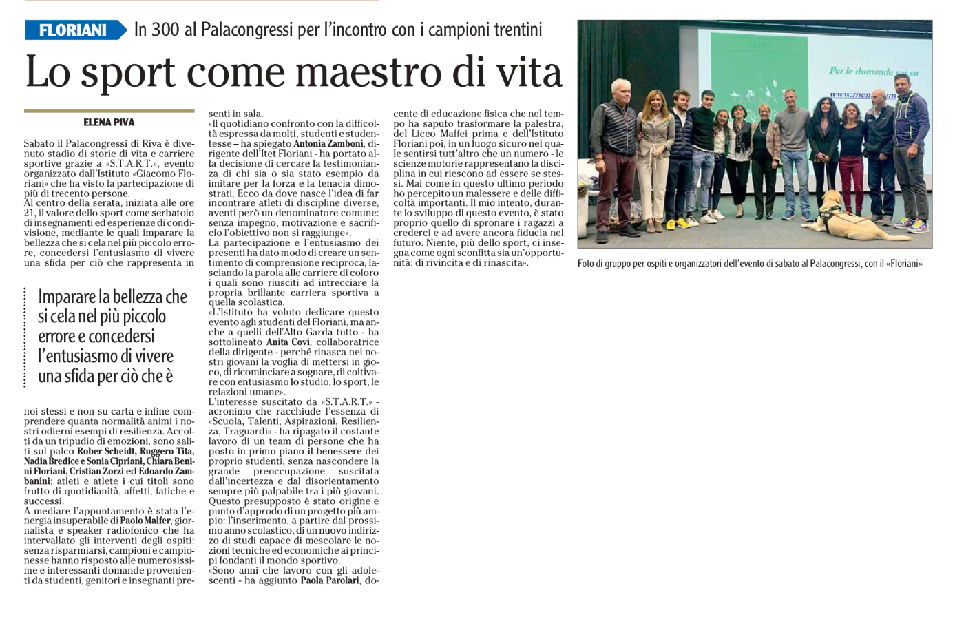 lo sport come maestro di vita